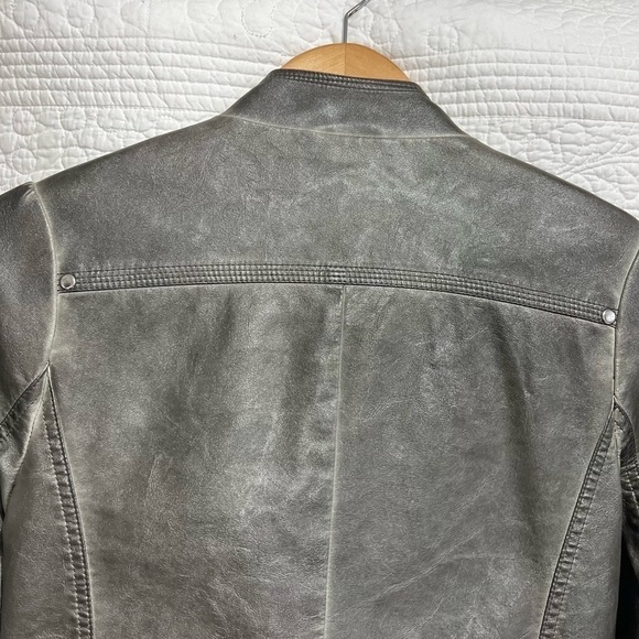 BLU PEPPER Moto Faux Leather Jacket Grey, Size Small - Picture 8 of 16